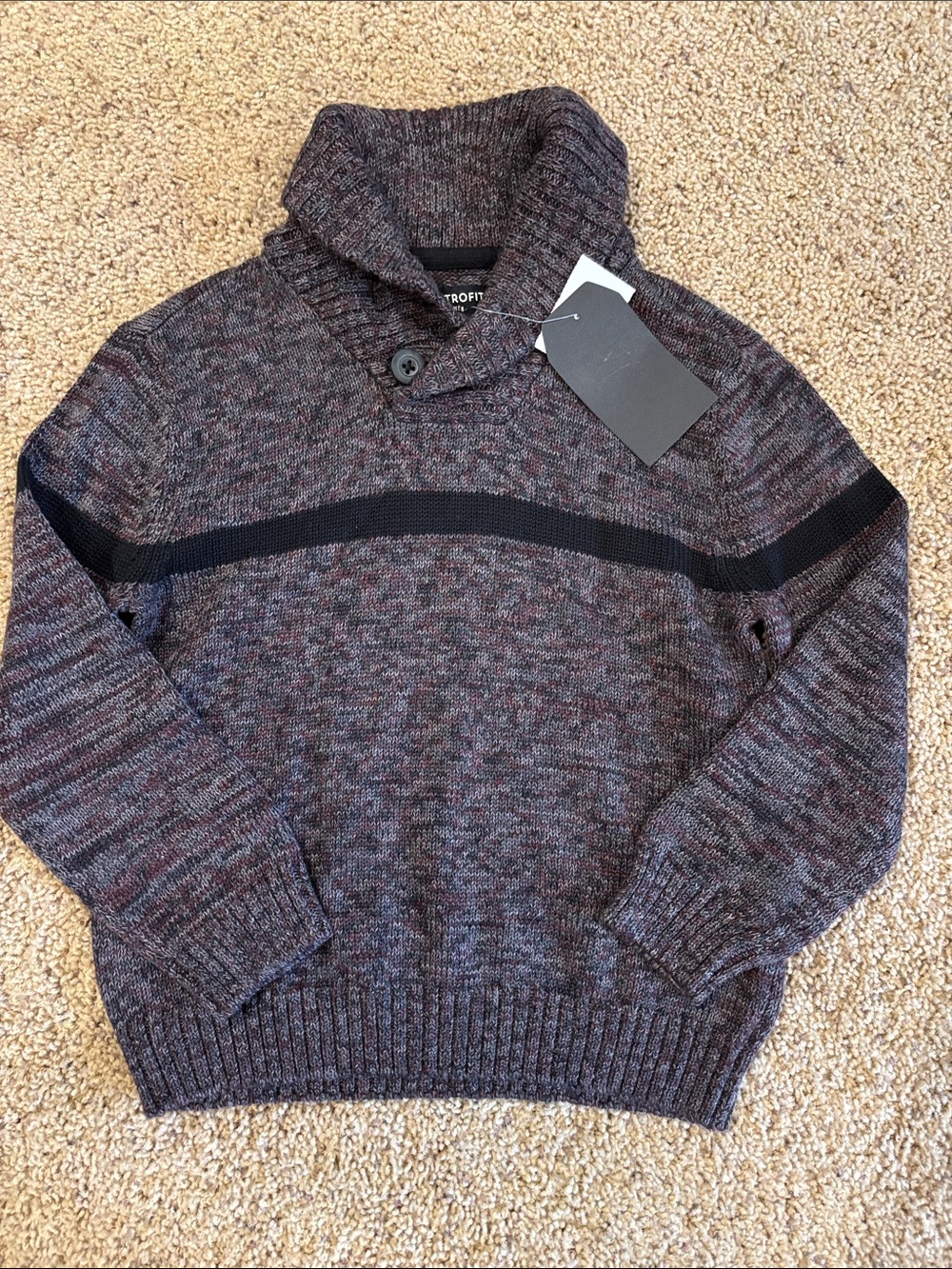 Retrofit Marled Gray & Black Shawl Collar Sweater, size 3T